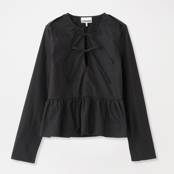 Ganni Tops - NWT💕 GANNI Cotton Poplin Tie String Peplum Blouse Top - SZ 34 (XS)